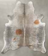 Grey with Beige X-Large Brazilian Cowhide Rug 7'1"H x 6'2"W #B30329 by Hudson Hides