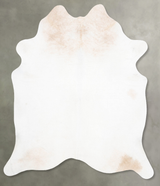 Ivory with Beige X-Large Brazilian Cowhide Rug 7'1"H x 6'2"W #B30379 by Hudson Hides