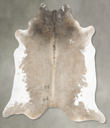 Grey with Beige X-Large Brazilian Cowhide Rug 7'6"H x 6'8"W #B30432 by Hudson Hides