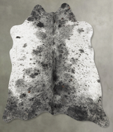 Salt and Pepper Black Medium Brazilian Cowhide Rug 4'9"H x 4'10"W #B30440 by Hudson Hides