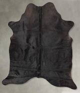 Solid Black X-Large Brazilian Cowhide Rug 7'3"H x 5'8"W #B30473 by Hudson Hides