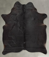 Solid Black Large Brazilian Cowhide Rug 7'2"H x 5'6"W #B30488 by Hudson Hides
