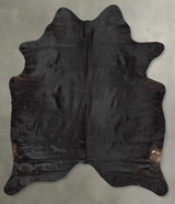 Solid Black X-Large Brazilian Cowhide Rug 7'4"H x 6'3"W #B30489 by Hudson Hides