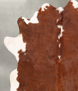 Brown and White Regular X-Large Brazilian Cowhide Rug 6'7"H x 6'2"W #B30506 by Hudson Hides