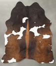 Chocolate and White Medium Brazilian Cowhide Rug 4'8"H x 3'8"W #B30579 by Hudson Hides