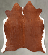 Brown and White Regular Large Brazilian Cowhide Rug 5'10"H x 5'9"W #B30601 by Hudson Hides