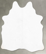 Solid White Medium Brazilian Cowhide Rug 4'7"H x 3'11"W #B30605 by Hudson Hides
