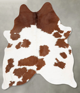 Brown and White Large Brazilian Cowhide Rug 6'0"H x 5'0"W #B30621 by Hudson Hides