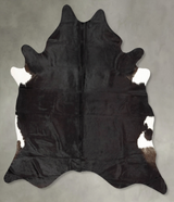 Solid Black X-Large Brazilian Cowhide Rug 7'1"H x 6'2"W #B30648 by Hudson Hides