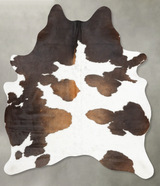 Chocolate and White Medium Brazilian Cowhide Rug 6'0"H x 4'8"W #B30693 by Hudson Hides