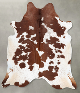 Brown and White Large Brazilian Cowhide Rug 6'4"H x 6'0"W #B30712 by Hudson Hides