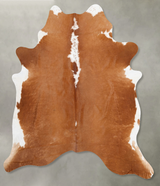 Brown and White Regular X-Large Brazilian Cowhide Rug 7'7"H x 6'5"W #B30737 by Hudson Hides