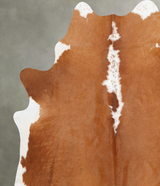 Brown and White Regular X-Large Brazilian Cowhide Rug 7'7"H x 6'5"W #B30737 by Hudson Hides