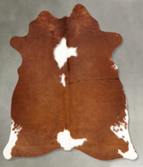 Brown and White Large Brazilian Cowhide Rug 7'3"H x 5'5"W #B30746 by Hudson Hides