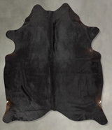 Solid Black Large Brazilian Cowhide Rug 6'6"H x 5'5"W #B30749 by Hudson Hides