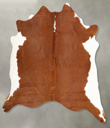Brown and White Regular XX-Large Brazilian Cowhide Rug 7'9"H x 6'11"W #B30758 by Hudson Hides