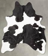 Black and White Medium Brazilian Cowhide Rug 5'9"H x 5'1"W #B30799 by Hudson Hides