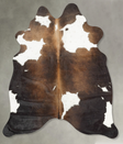 Chocolate and White Medium Brazilian Cowhide Rug 5'7"H x 5'1"W #B30801 by Hudson Hides