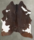 Chocolate and White Medium Brazilian Cowhide Rug 5'4"H x 5'1"W #B30816 by Hudson Hides