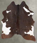 Chocolate and White Medium Brazilian Cowhide Rug 5'4"H x 5'1"W #B30816 by Hudson Hides