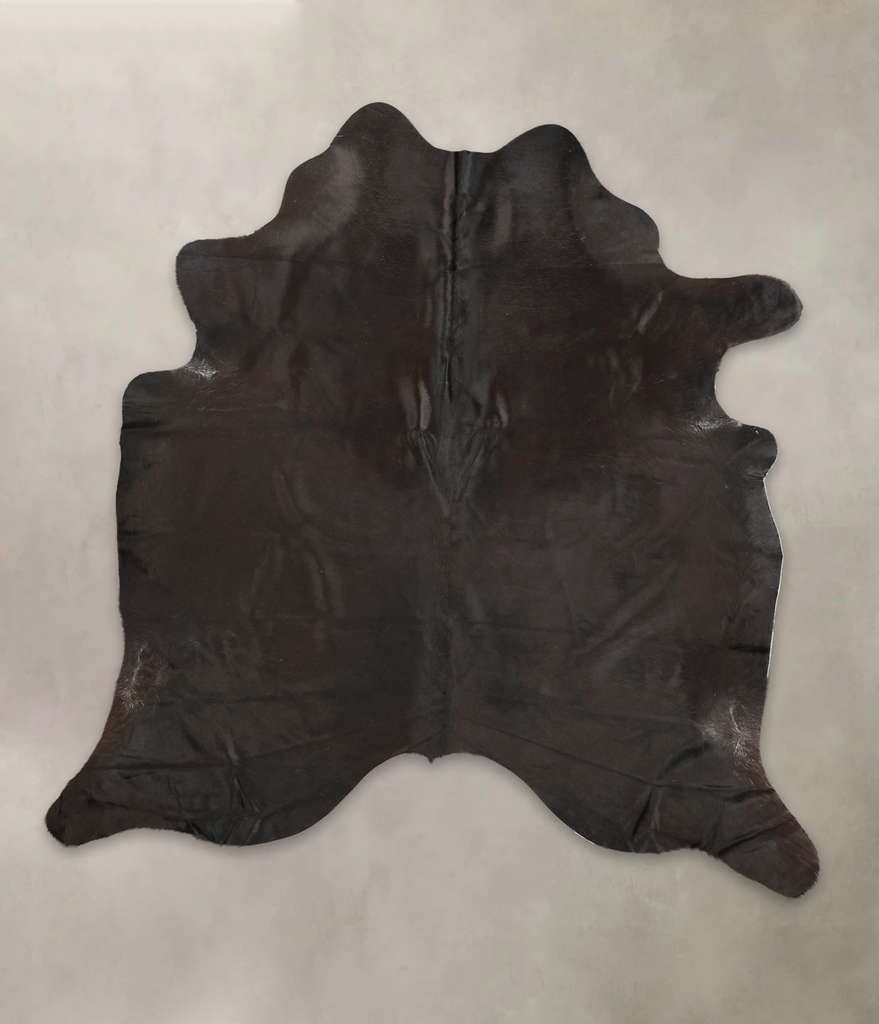 Solid Black XX-Large Brazilian Cowhide Rug 7'4"H x 7'0"W #B3082 by Hudson Hides