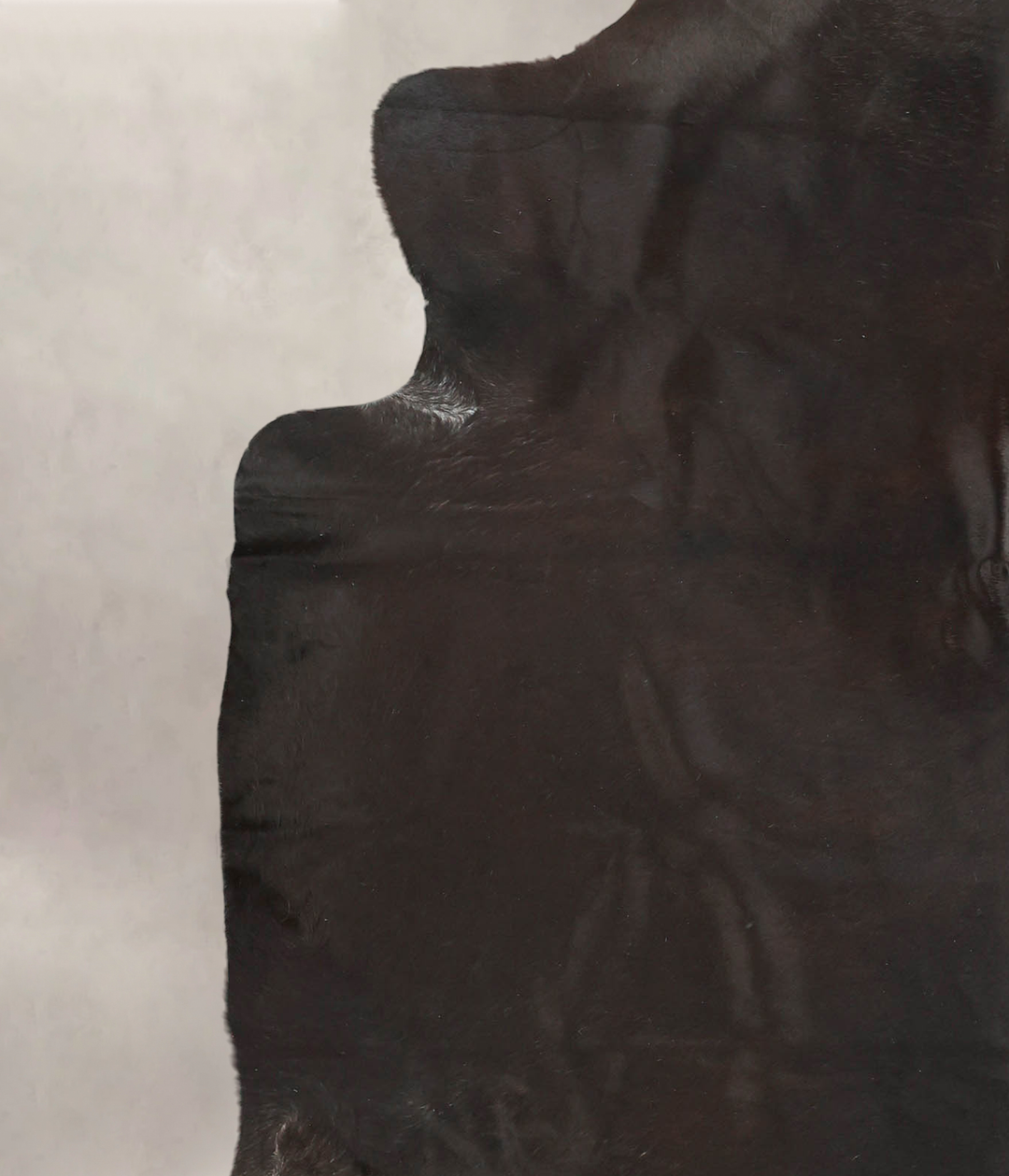Solid Black XX-Large Brazilian Cowhide Rug 7'4"H x 7'0"W #B3082 by Hud