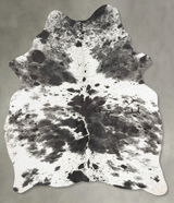 Salt and Pepper Black Medium Brazilian Cowhide Rug 6'2"H x 4'4"W #B30837 by Hudson Hides