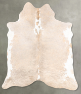 Beige and White Large Brazilian Cowhide Rug 6'4"H x 5'3"W #B30843 by Hudson Hides