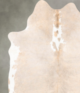 Beige and White Large Brazilian Cowhide Rug 6'4"H x 5'3"W #B30843 by Hudson Hides