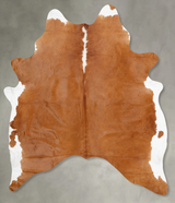 Brown and White Regular XX-Large Brazilian Cowhide Rug 8'1"H x 6'8"W #B30859 by Hudson Hides