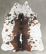 Chocolate and White Medium Brazilian Cowhide Rug 4'9"H x 4'2"W #B30903 by Hudson Hides