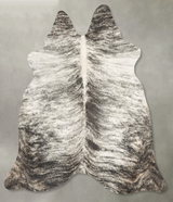 Grey Brindle Medium Brazilian Cowhide Rug 5'4"H x 5'3"W #B30908 by Hudson Hides