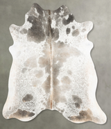 Grey with Beige X-Large Brazilian Cowhide Rug 7'2"H x 6'11"W #B30971 by Hudson Hides
