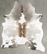 Grey with Beige Large Brazilian Cowhide Rug 6'8"H x 5'9"W #B31036 by Hudson Hides