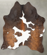 Chocolate and White Medium Brazilian Cowhide Rug 4'6"H x 4'0"W #B31053 by Hudson Hides