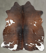 Chocolate and White Medium Brazilian Cowhide Rug 5'7"H x 4'5"W #B31060 by Hudson Hides