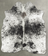 Salt and Pepper Black Medium Brazilian Cowhide Rug 5'4"H x 4'6"W #B31061 by Hudson Hides
