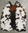 Chocolate and White Large Brazilian Cowhide Rug 6'1"H x 5'3"W #B31069 by Hudson Hides