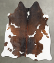 Chocolate and White Medium Brazilian Cowhide Rug 5'5"H x 5'3"W #B31073 by Hudson Hides
