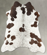 Chocolate and White Medium Brazilian Cowhide Rug 5'5"H x 5'0"W #B31158 by Hudson Hides