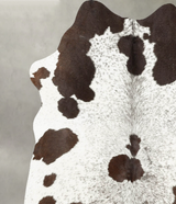 Chocolate and White Medium Brazilian Cowhide Rug 5'5"H x 5'0"W #B31158 by Hudson Hides