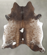 Chocolate and White Large Brazilian Cowhide Rug 6'10"H x 5'9"W #B31219 by Hudson Hides