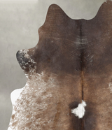 Chocolate and White Large Brazilian Cowhide Rug 6'10"H x 5'9"W #B31219 by Hudson Hides