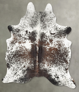 Salt and Pepper Brown X-Large Brazilian Cowhide Rug 7'7"H x 5'11"W #B31225 by Hudson Hides