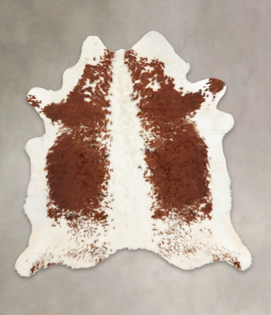 Brown and White XX-Large Brazilian Cowhide Rug 7'4"H x 6'10"W #B3218 by Hudson Hides