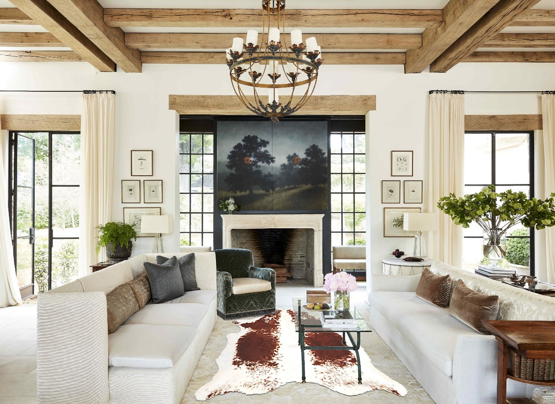 Brown and White XX-Large Brazilian Cowhide Rug 7'4"H x 6'10"W #B3218 b