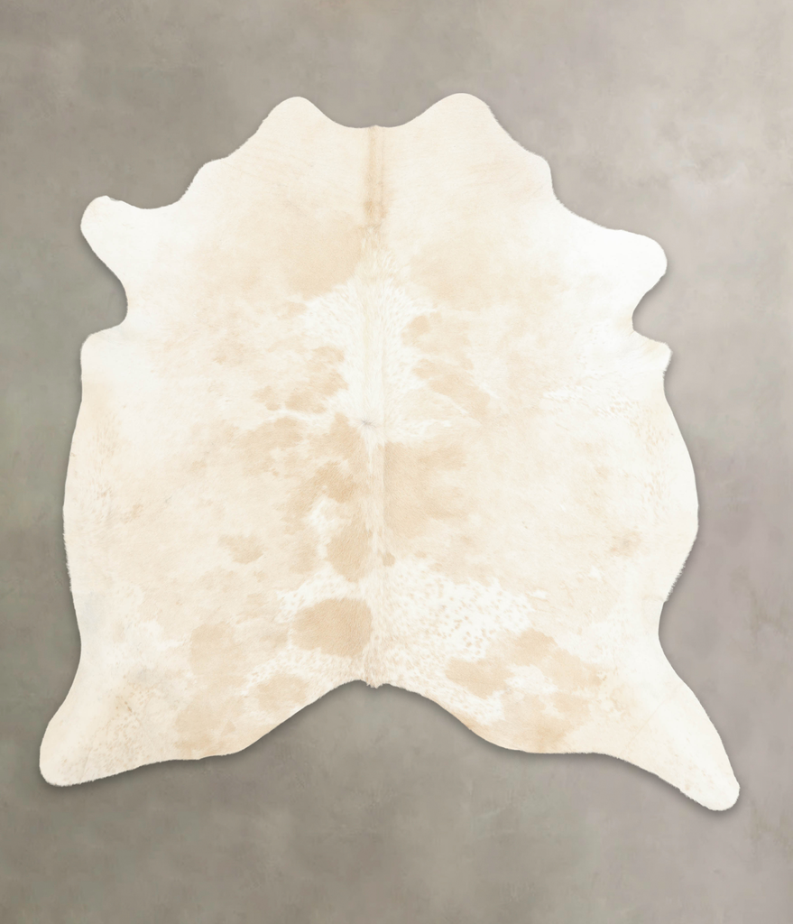 Beige and White XX-Large Brazilian Cowhide Rug 7'5"H x 7'1"W #B3282 by Hudson Hides