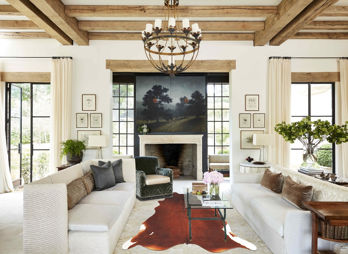 Brown and White Regular Cowhide Rug #B3529