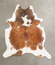 Brown and White X-Large Brazilian Cowhide Rug 7'3"H x 6'5"W #B3840 by Hudson Hides