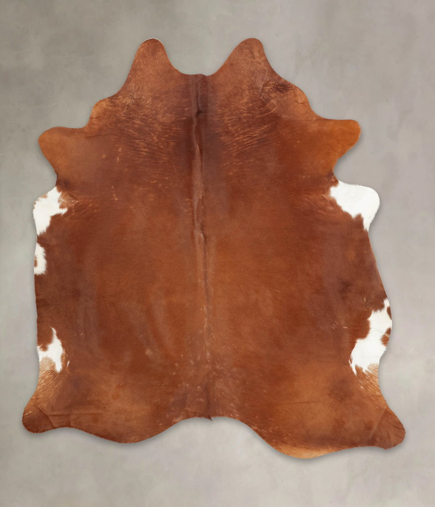 Brown and White Regular X-Large Brazilian Cowhide Rug 7'2"H x 6'5"W #B3867 by Hudson Hides